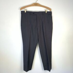 JWN John W Nordstrom Grey Traditional Fit Flat Front Wool Italy Dress Pants 36 W